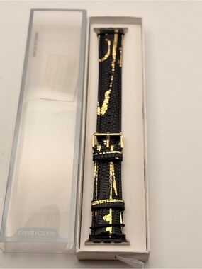 Apple Watch Band Black Leather With Gold, 38/40/41mm, New